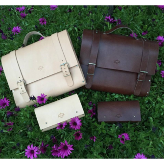 Cartable vélo en cuir marron