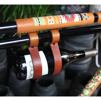 Honey leather bike water bottle holder
