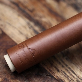 Pair of brown leather bike handles